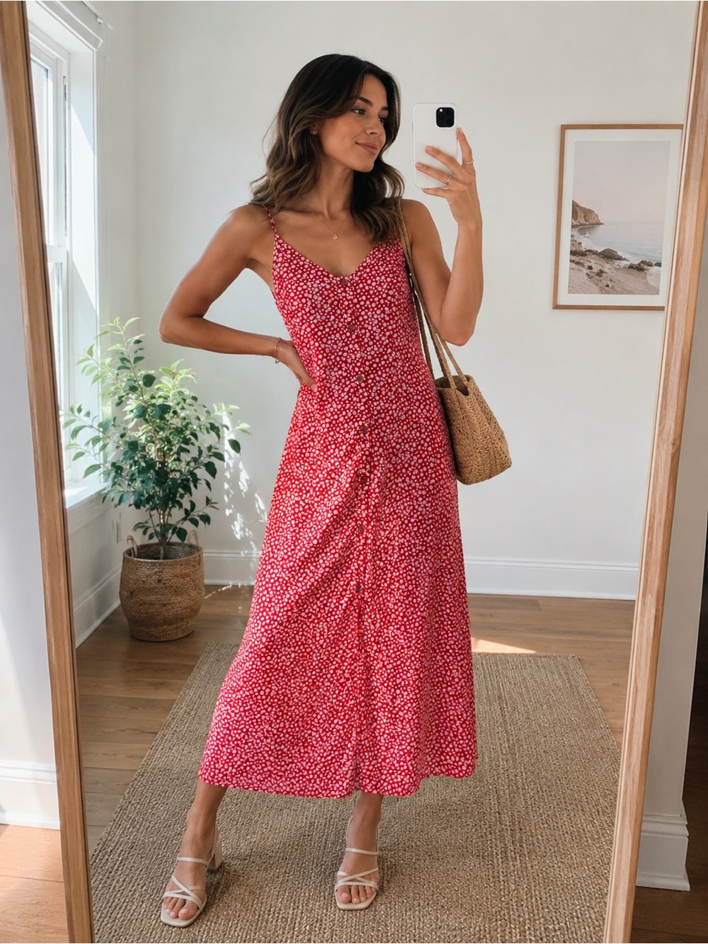 Sienna Sky Red Floral Maxi Slip Dress